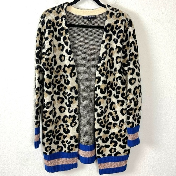 Revolve Central Park West Oversized Leopard Nio Chunky Knit Cardigan XS Striped - Picture 5 of 10